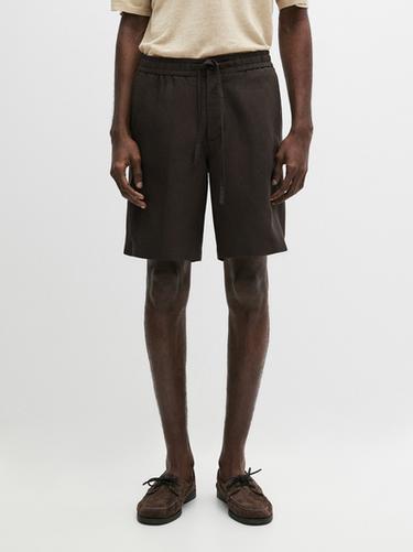 100% linen short Bermuda shorts — Brown 2