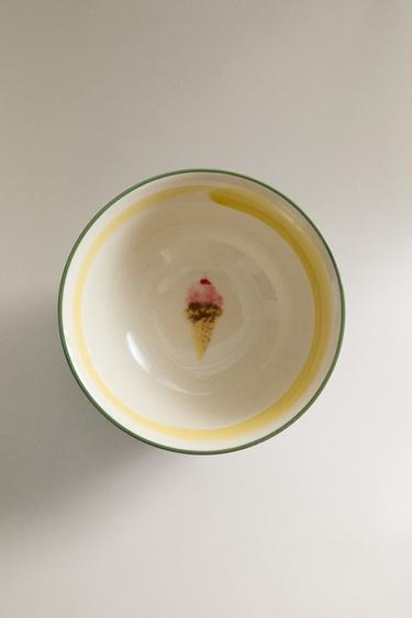 Zara STONEWARE BOWL WITH ICE CREAM DESIGN - Yellow