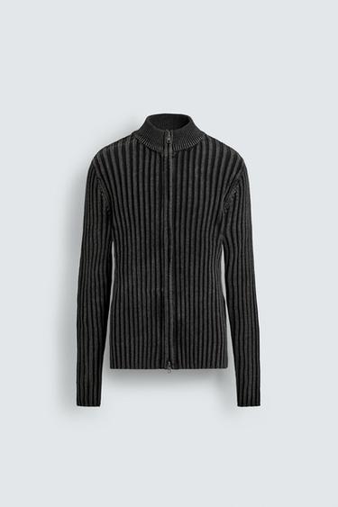 TEXTURED RIBBED JACKET - Black by Zara