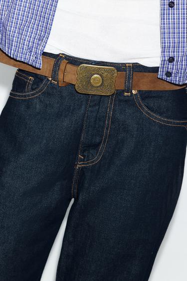 CINTURÓN PIEL 100% HEBILLA METÁLICA - Tostado de Zara - Imagen 0
