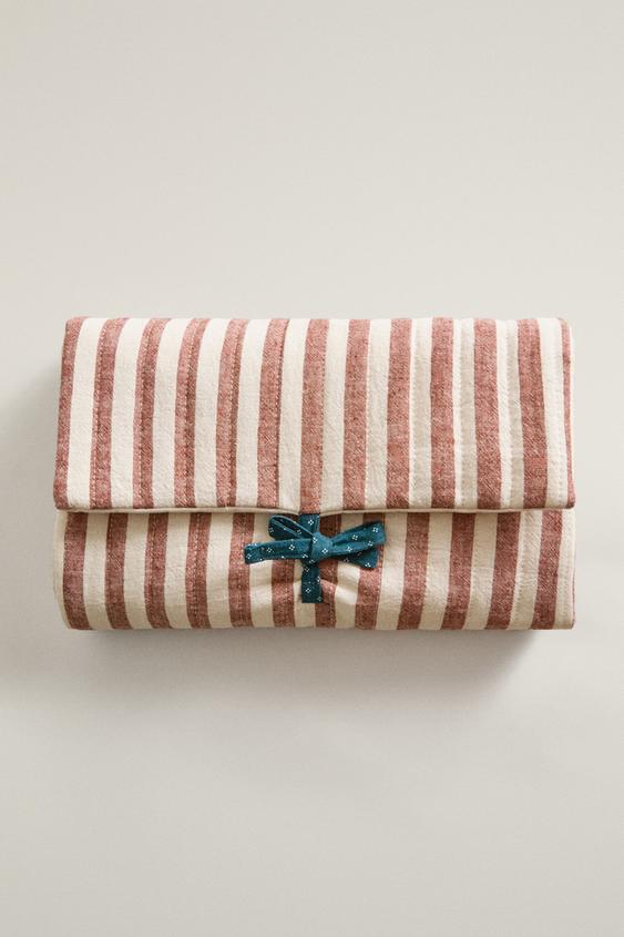 Zara PORTABLE STRIPED BABY CHANGING MAT - 磚紅色 - 圖片 0