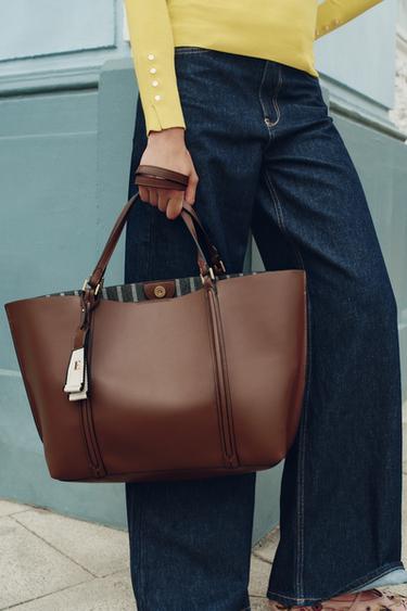 BOLSA TOTE BAG - Marrom da Zara