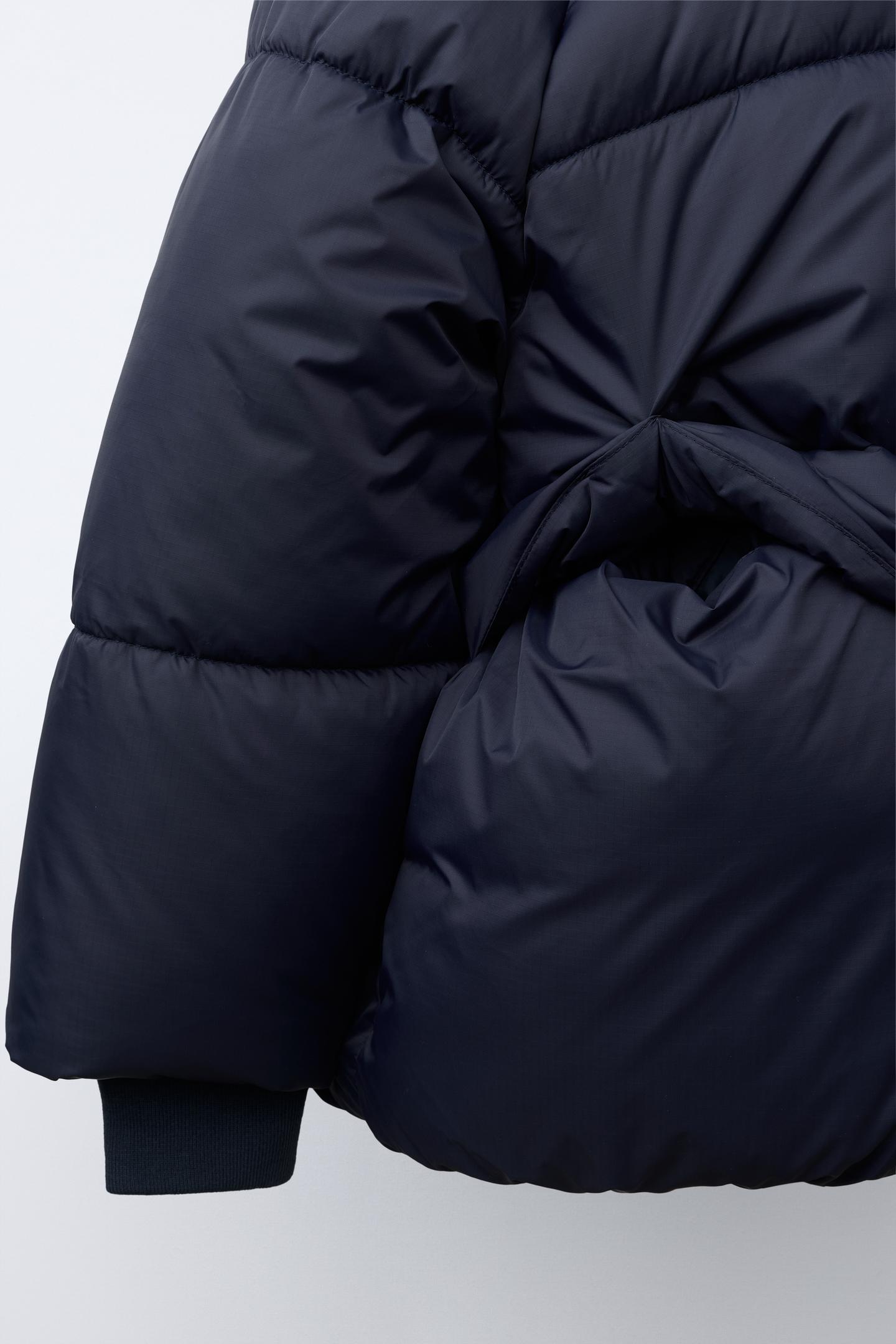 Детская куртка Zara Water-Repellent Hooded Puffer, цвет: Тёмно-синий — фото 7