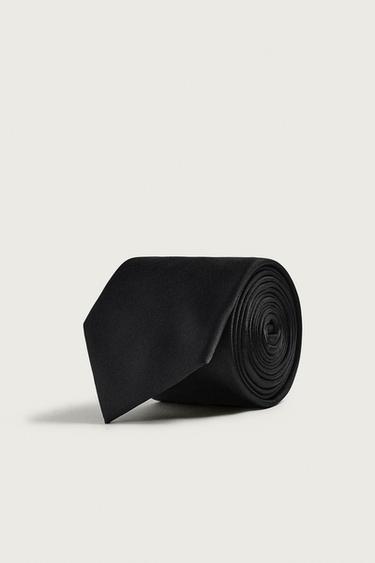 CORBATA BASICA 100% SEDA - Negro de Zara - Imagen 0