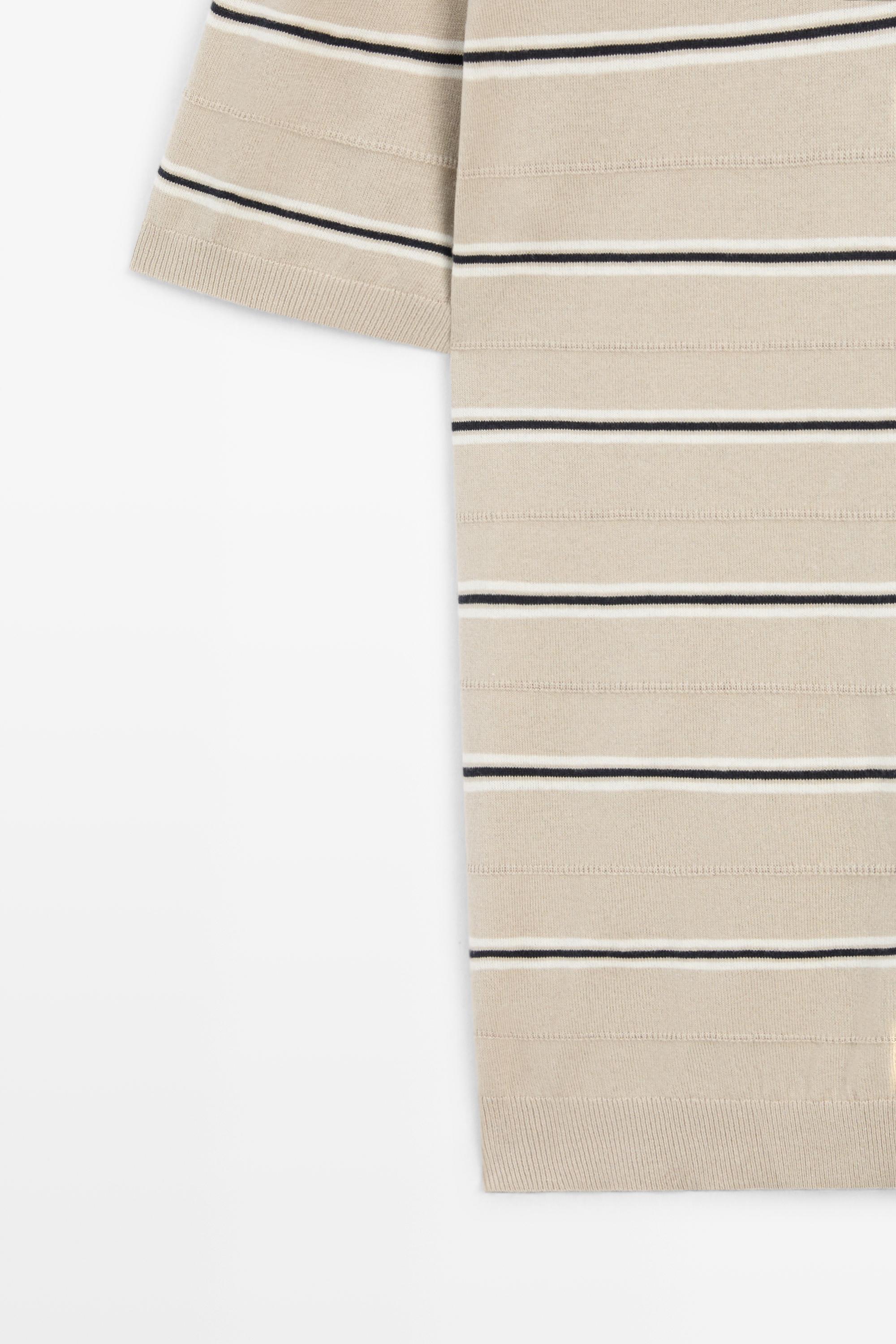100% Cotton Striped Knit Polo Shirt