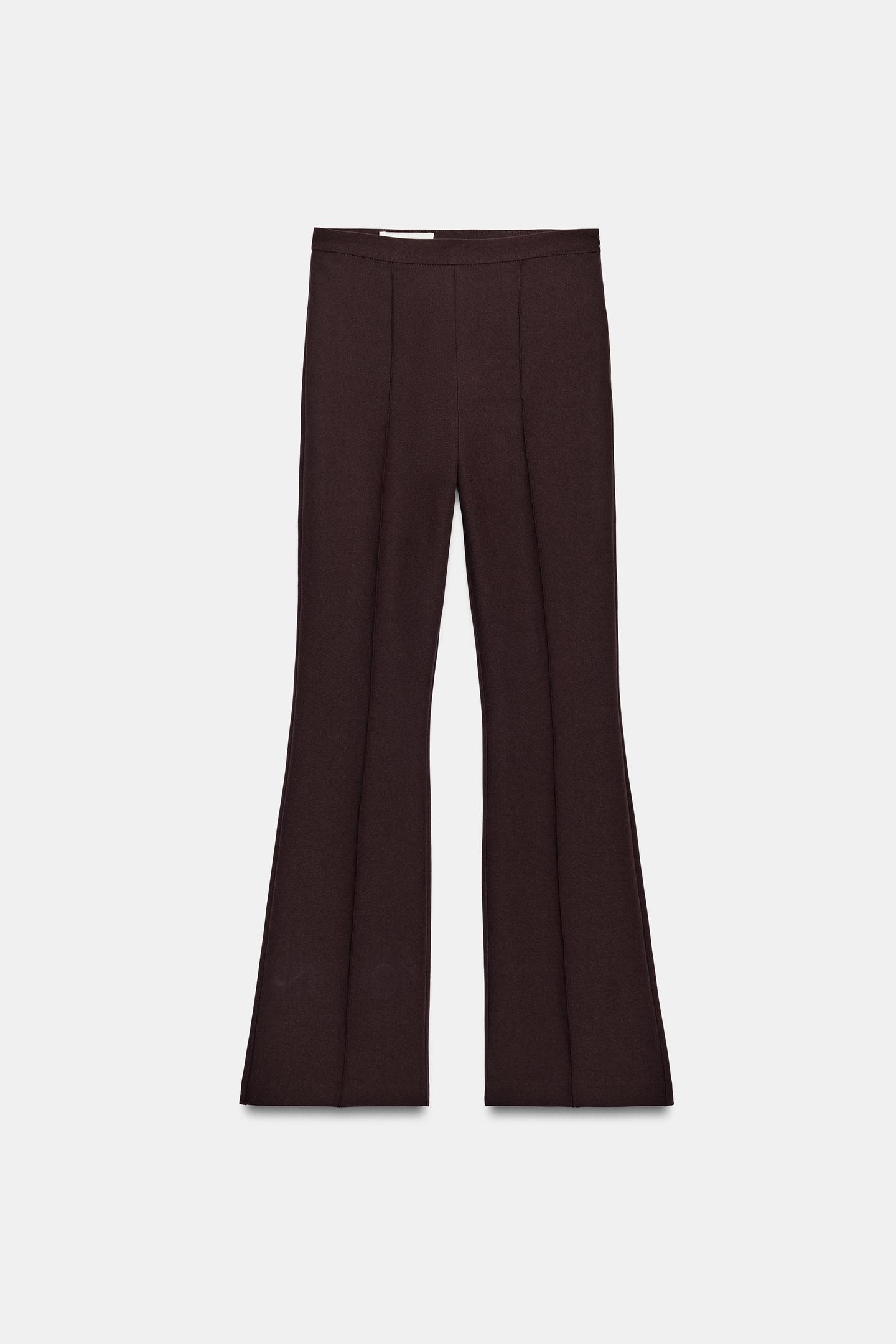 Женские брюки Zara Flare, цвет: Бордовый — фото 5