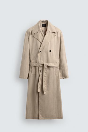 OVERSIZE FIT TRENCH COAT - Oyster-white by Zara - Image 7