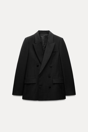 DOUBLE-BREASTED WOOL BLEND BLAZER ZW COLLECTION - Black by Zara