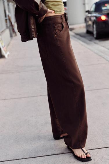 Z1975 BARREL ANKLE-LENGTH MID-WAIST JEANS - Brown by Zara - Image 3