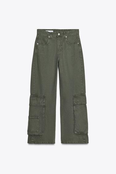 JEANS CARGO TIRO BAJO - Khaki de Zara