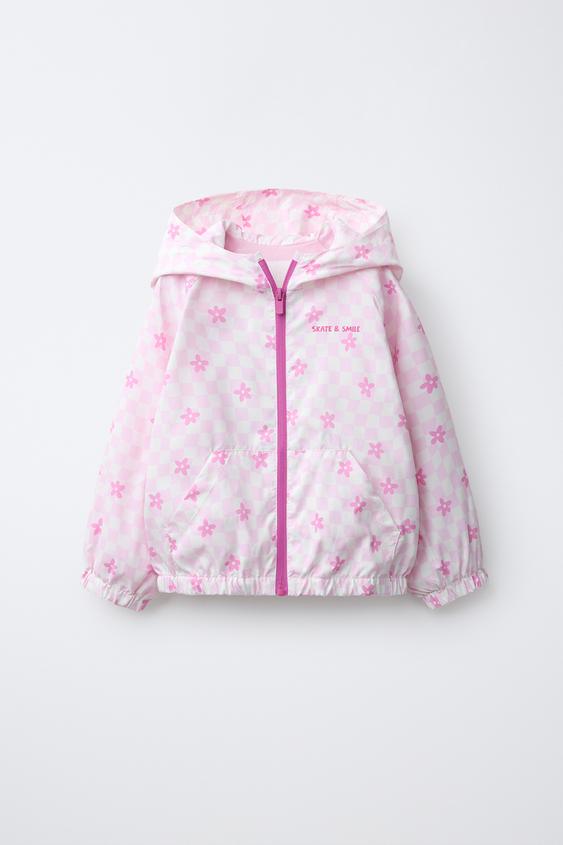JAQUETA IMPERMEÁVEL WATER REPELLENT XADREZ E FLORES - Rosa-claro da Zara - Imagem 0