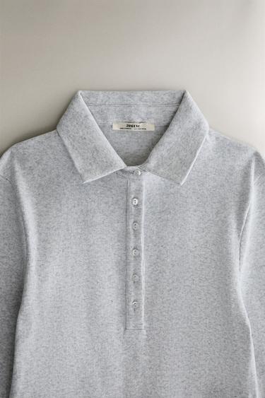 LONG SLEEVE POLO T-SHIRT - Grey by Zara - Image 1