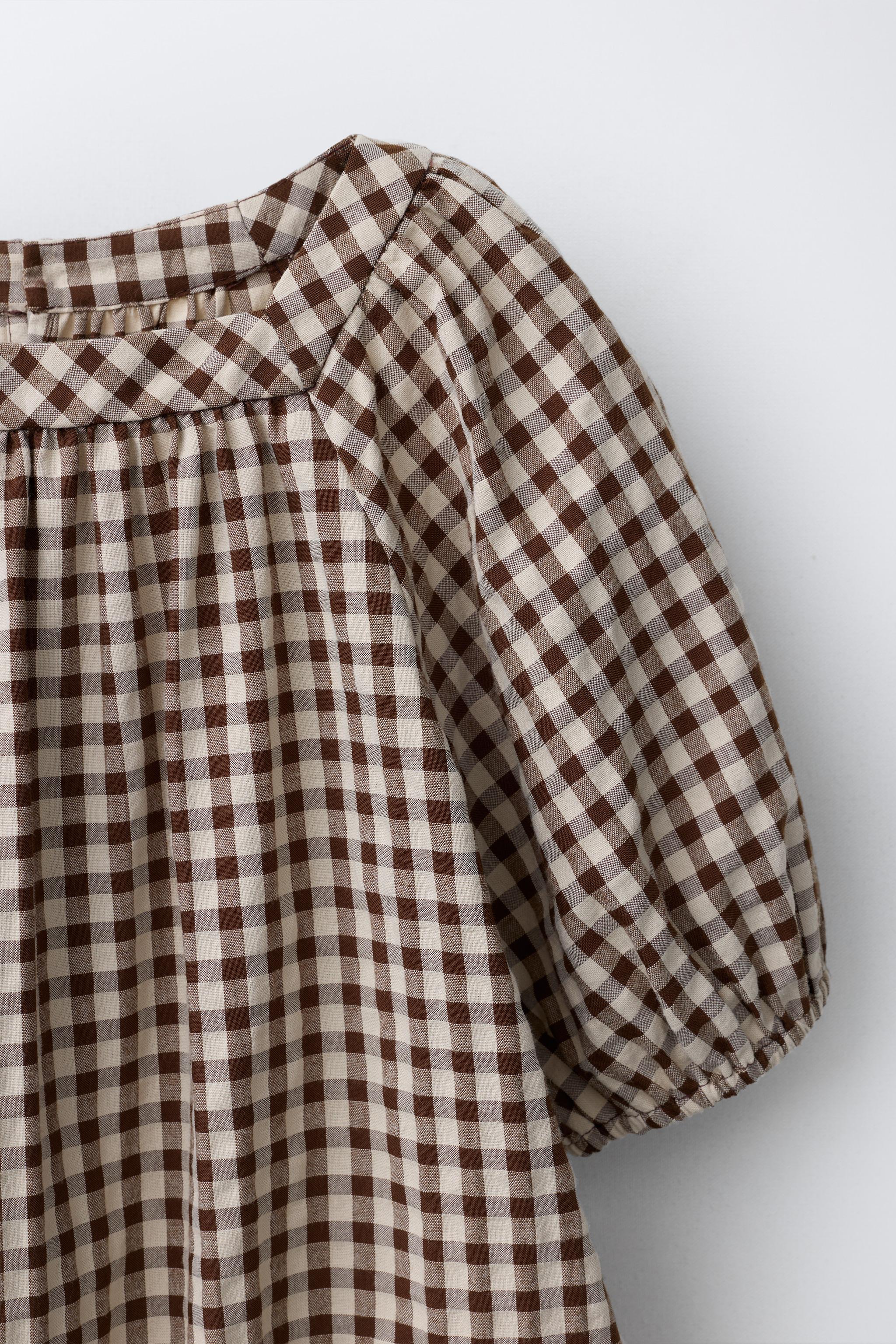 zara brown check dress Zara + Check Dress