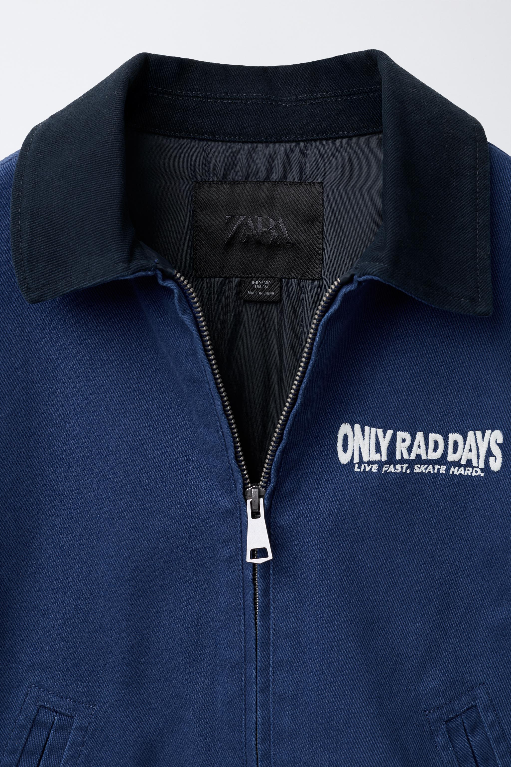 text ジャケット テキスト刺繍入りジャケット - 濃青 | ZARA Japan / 日本