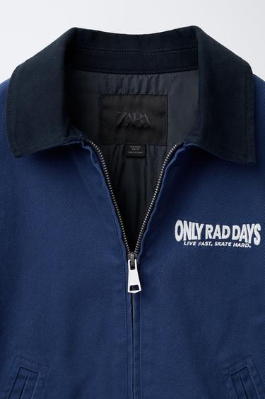 VESTE TEXTE BRODÉ - Bleu roi de Zara - Image 6