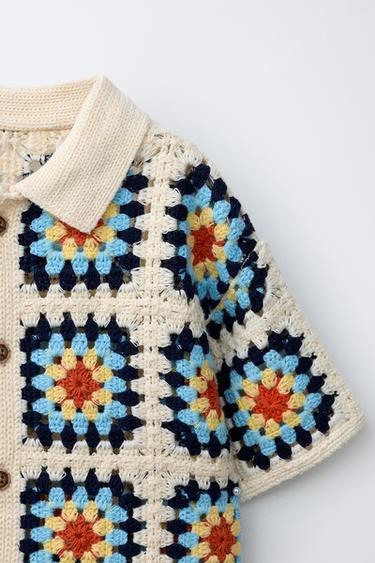 CROCHET KNIT SHIRT - Pastel yellow by Zara - Image 2