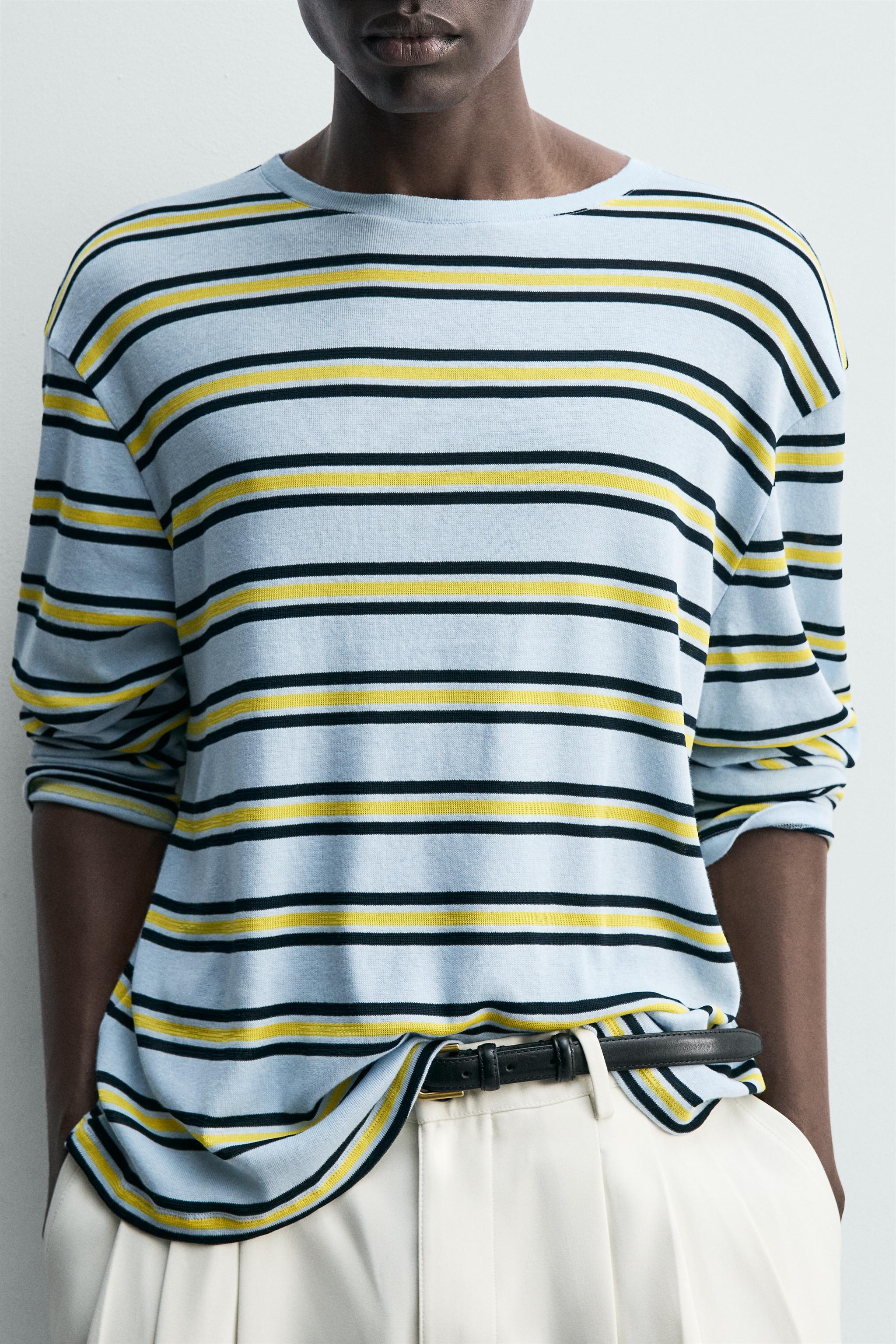 ジャカードストライプ柄Tシャツ - ストライプ | ZARA Japan / 日本