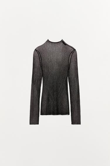 TOP EN MAILLE FIL MÉTALLISÉ - Marron de Zara - Image 3