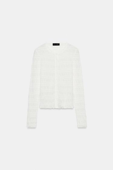 CHAQUETA PUNTO NIDO DE ABEJA - Blanco de Zara
