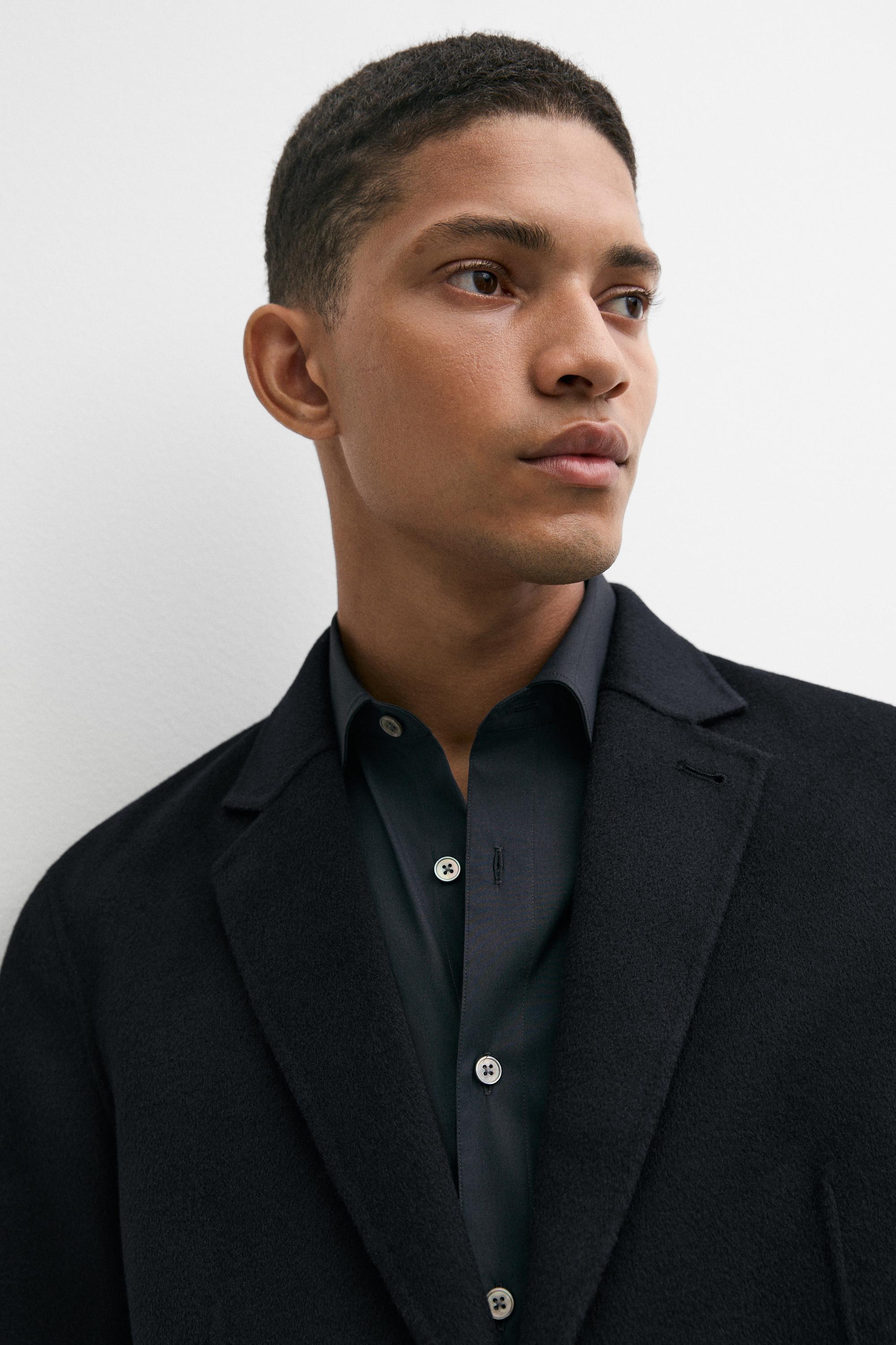 Double-faced wool blend blazer