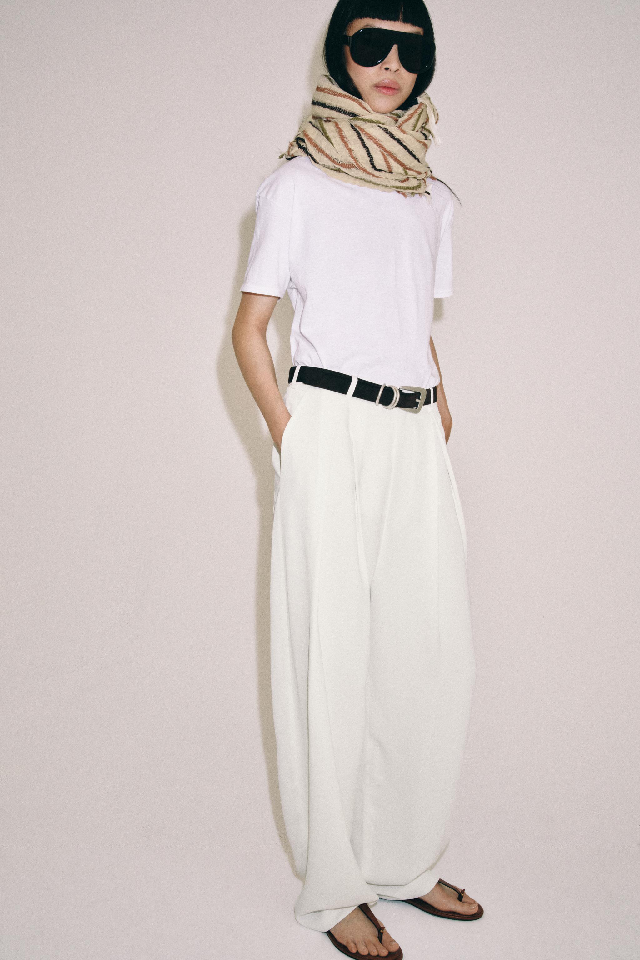 Zara KETEN KARIŞIMLI ÇİZGİLİ FULAR