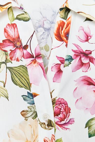 FLORAL PRINT POPLIN SHORT SHIRT - Multicoloured by Zara - Image 6
