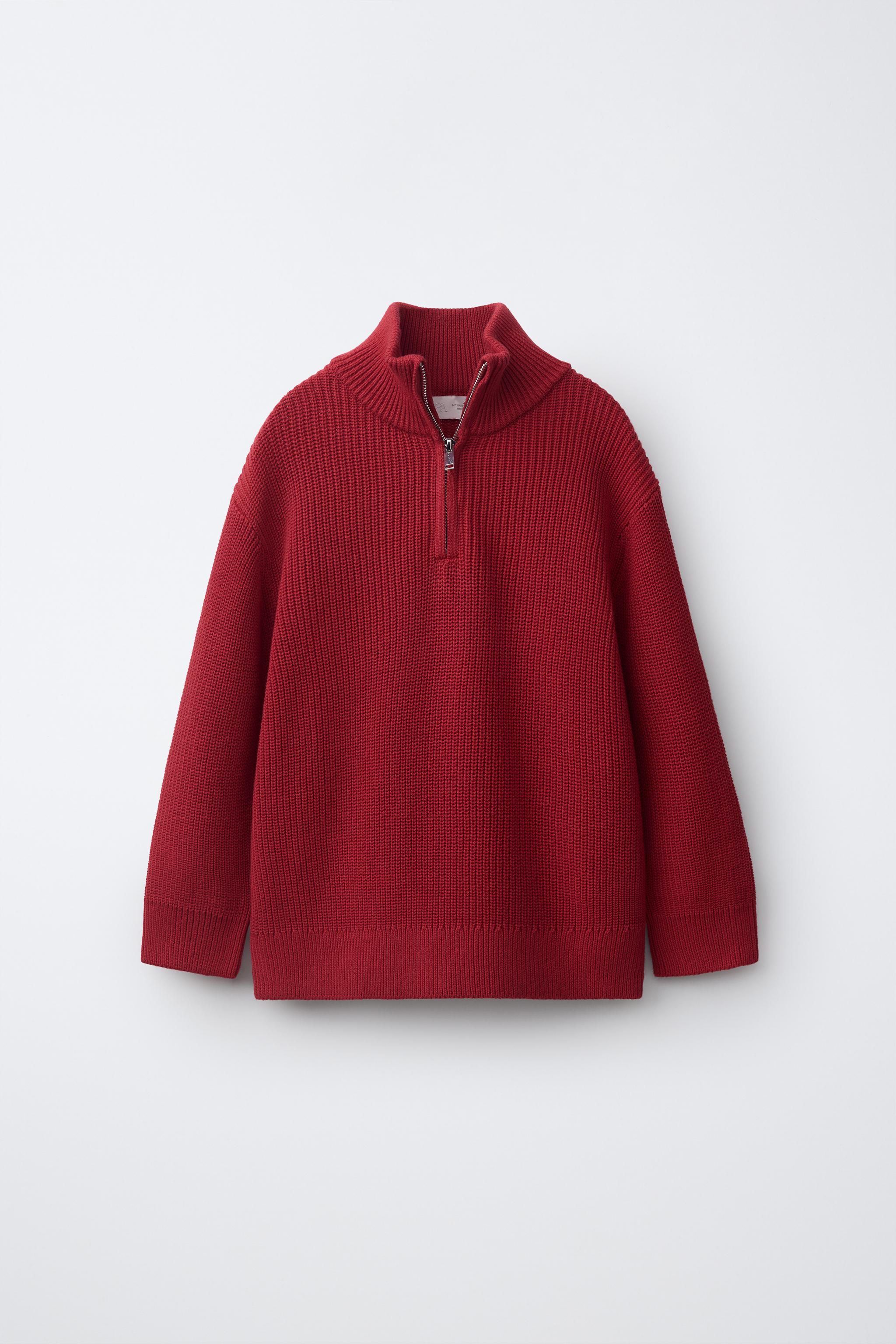 ZIP-UP KNIT SWEATER - Dark navy | ZARA United States