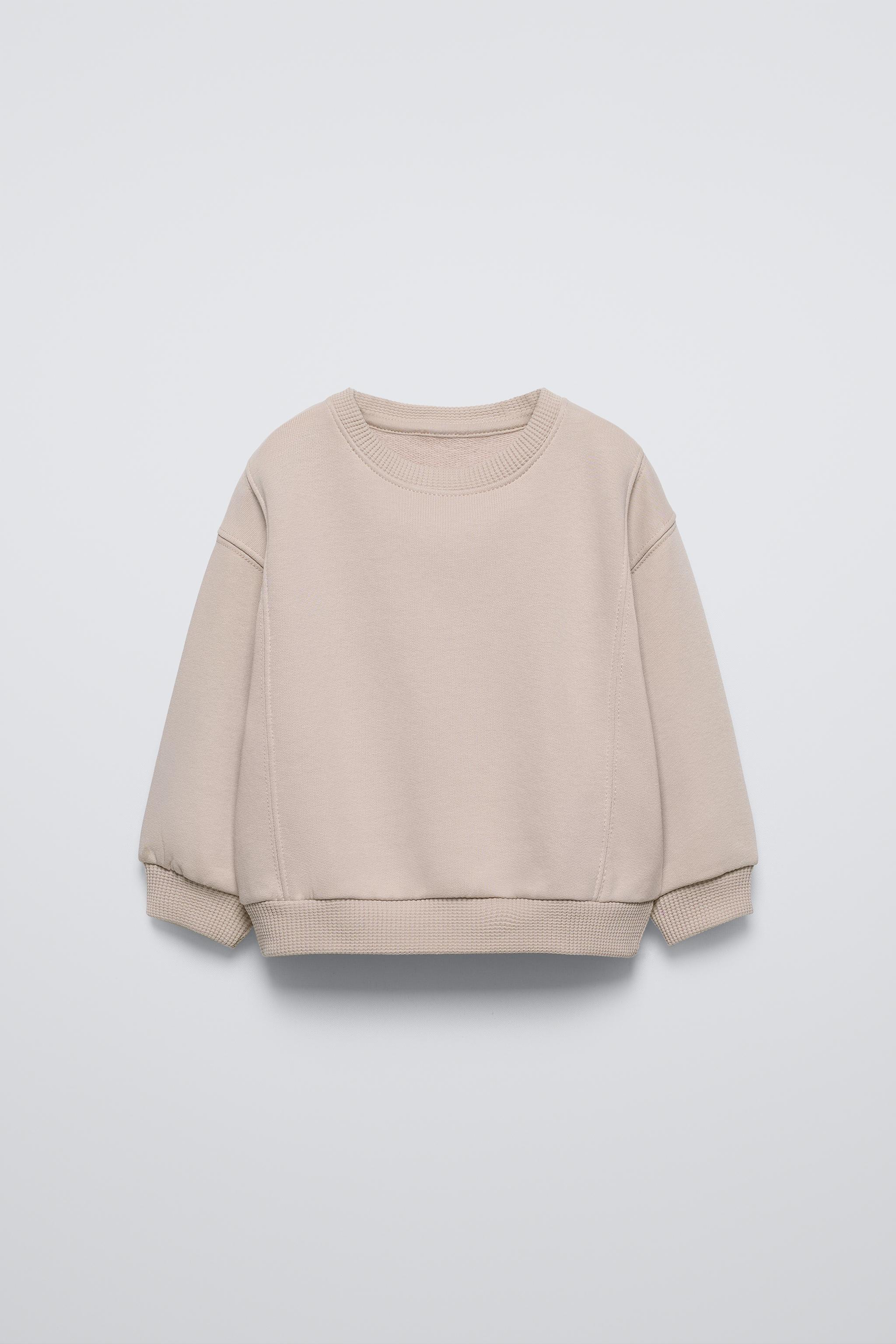 Zara Basic Waffle Sweatshirt Light Beige Kids