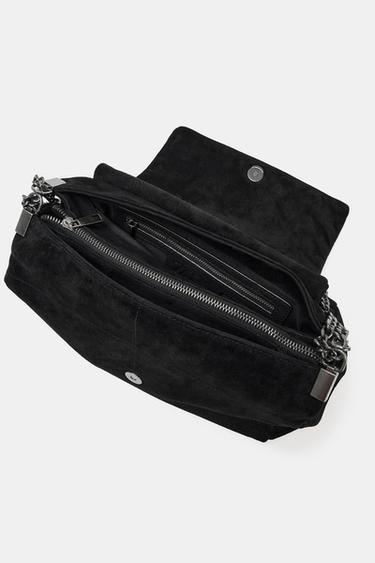 SPLIT SUEDE LEATHER SHOULDER BAG - Black by Zara - Image 7