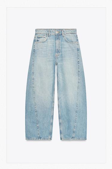 TRF BAGGY BARREL MID-WAIST JEANS - Light blue by Zara