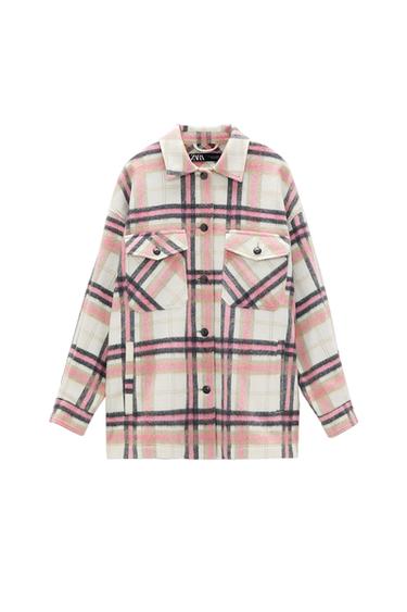 WOOL BLEND CHECK OVERSHIRT