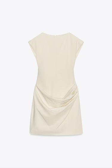 SHORT DRESS WITH DRAPED FABRIC - Vanilla by Zara - Image 3