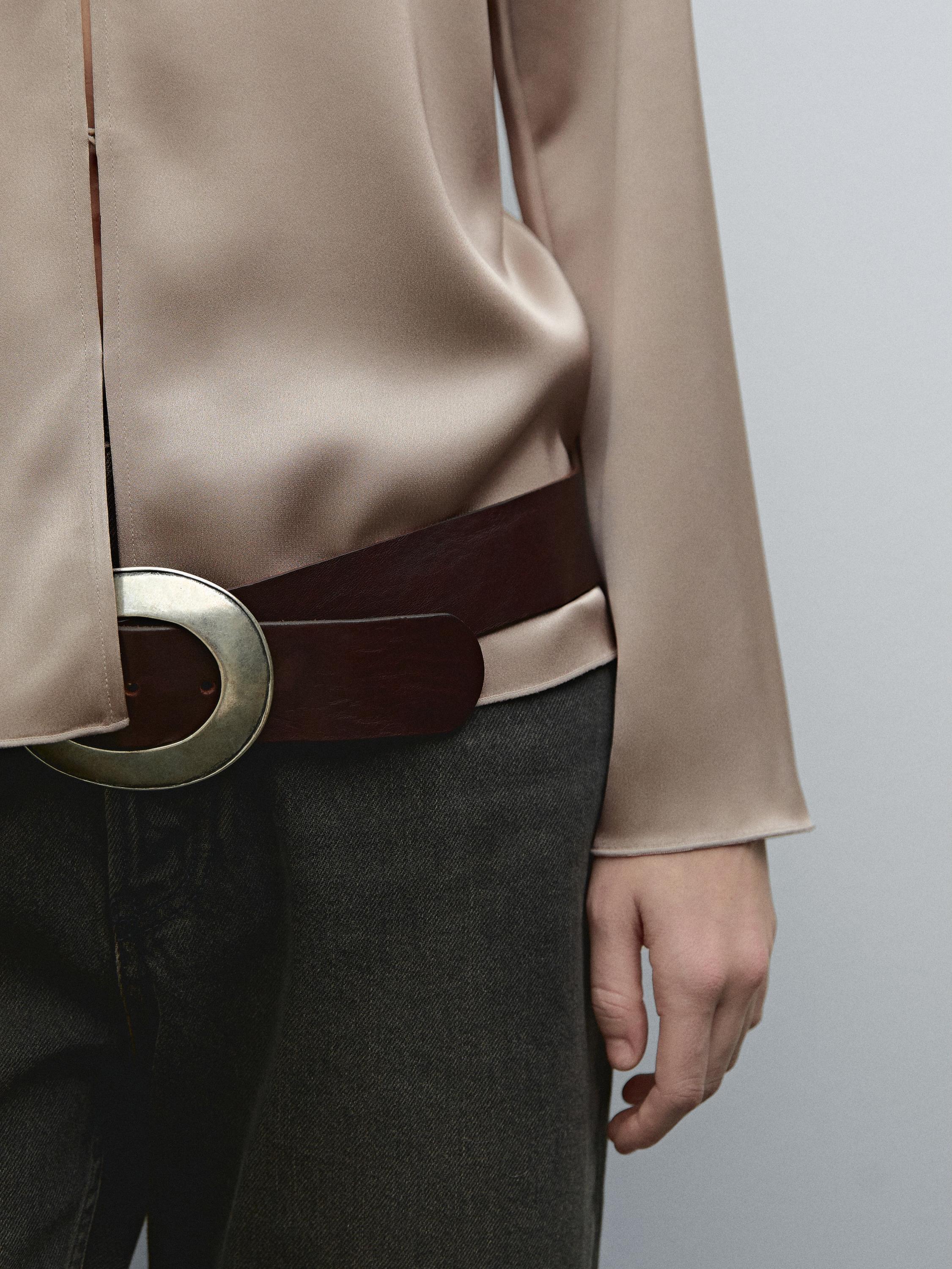 Flowing satin shirt with button details - Mid-ecru | ZARA Flowing satin shirt with button details - Mid-ecru | ZARA