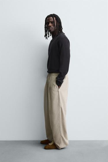 BALLOON FIT PLEATED TROUSERS - Ecru / Black by Zara - Image 3