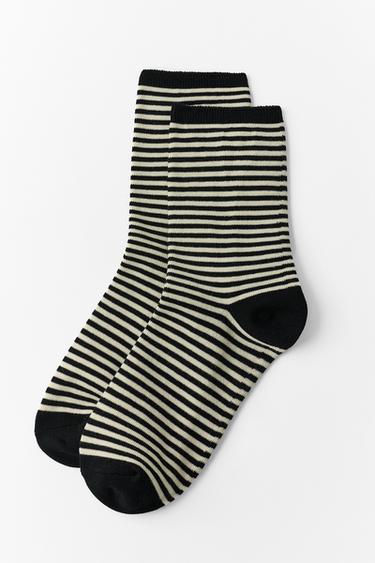 STRIPED JACQUARD SOCKS — Black 1