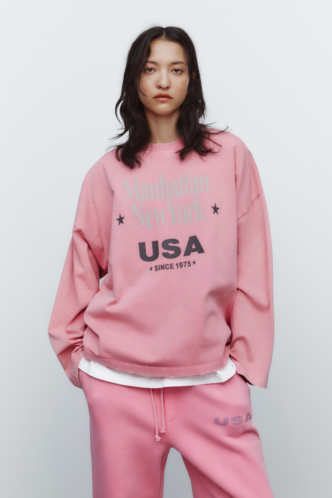 FADED-EFFECT T-SHIRT WITH SLOGAN