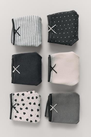 6-14 AÑOS/ PACK SEIS BRAGUITAS ESTAMPADO - Negro de Zara