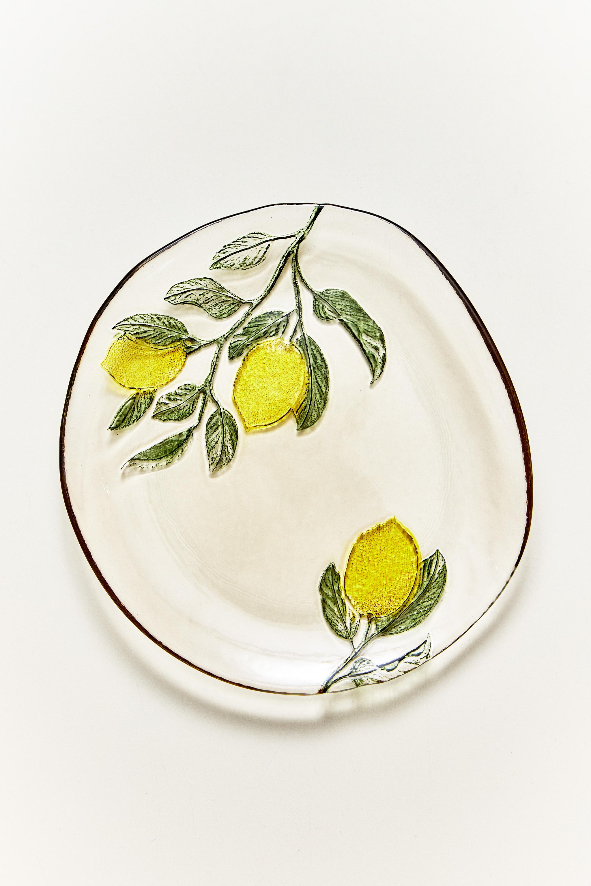 LEMON GLASS DESSERT PLATE — Yellow