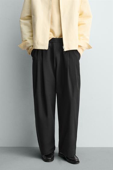 Zara 氣球版型科技紋理長褲 - 黑色