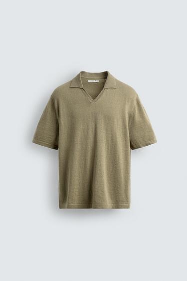 POLO PUNTO REGULAR FIT ALGODÓN - LINO - Musgo de Zara