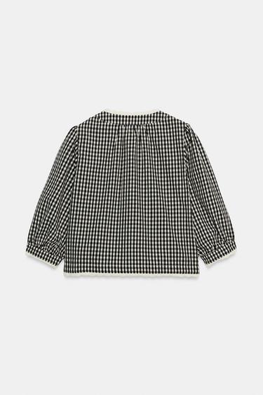 GINGHAM CHECK CROCHET JACKET - Black / White by Zara - Image 7