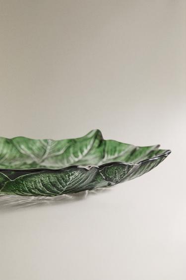 CHRISTMAS FLORAL GLASS DESSERT PLATE - Green by Zara - Image 3