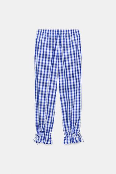 NYLON GINGHAM CHECK TROUSERS - Blue/White by Zara - Image 5