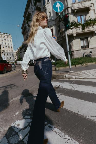 BLOUSE JACQUARD SATINÉE - Blanc de Zara - Image 2