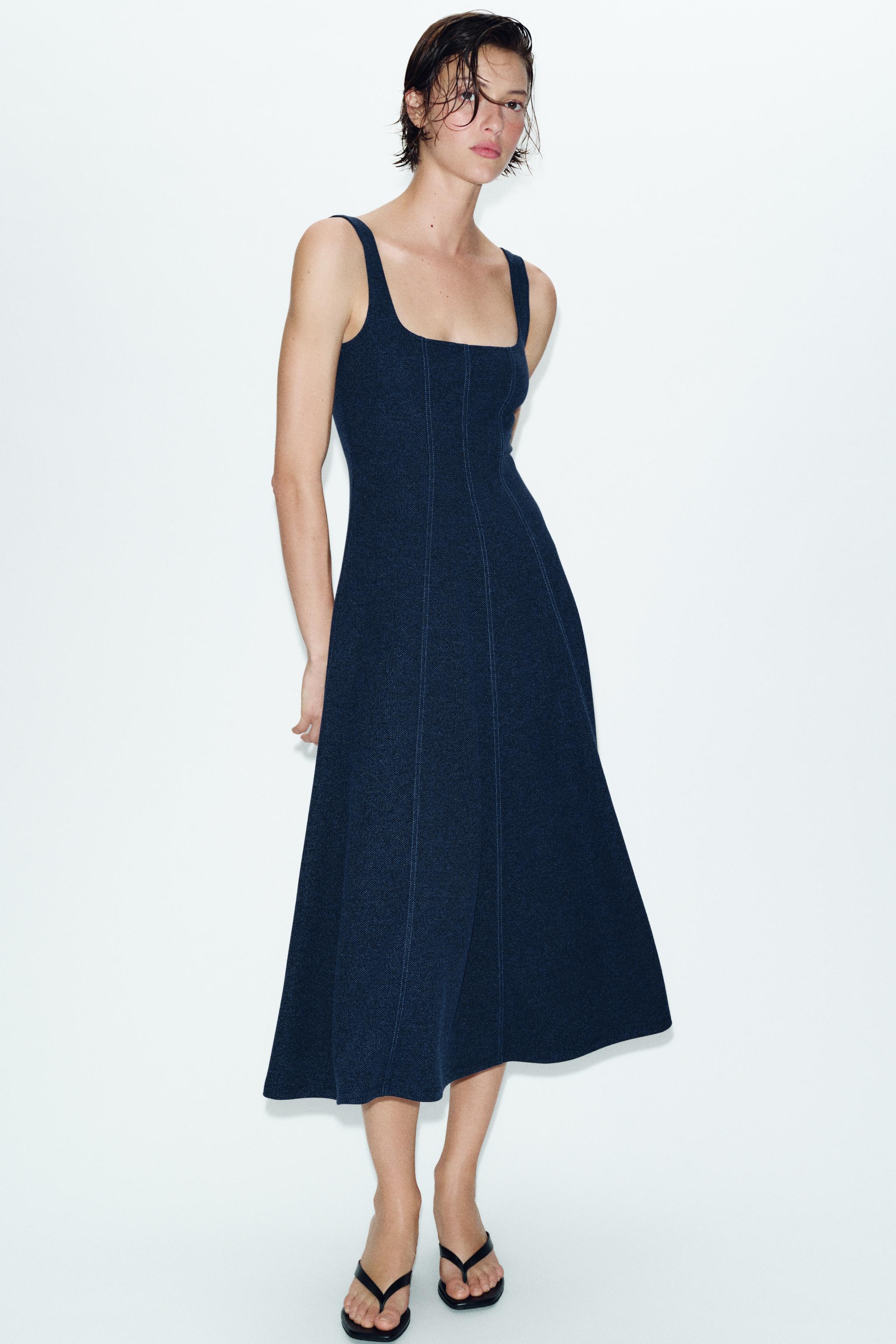 ストラップミディワンピース - ネイビーブルーマール | ZARA Japan / 日本