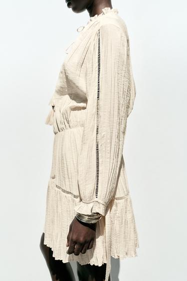 CRINKLED MINI DRESS - Beige by Zara - Image 4