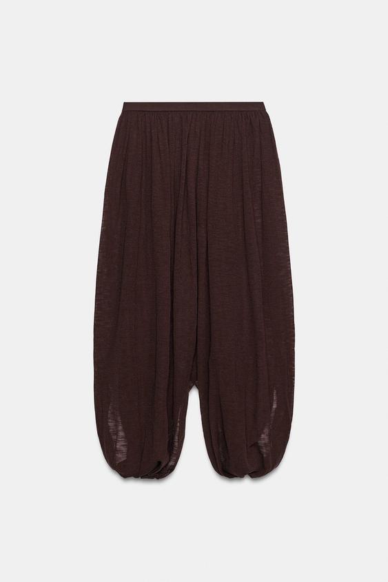 ASYMMETRIC KNIT MIDI SKIRT - Brown by Zara - Image 0