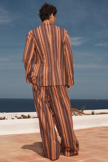 LIMITED EDITION STRIPED SUIT TROUSERS - Orange by Zara