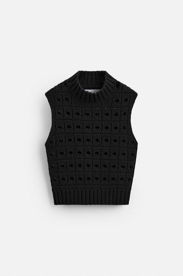 TEXTURED KNIT WAISTCOAT - LIMITED EDITION - Black by Zara - Image 7