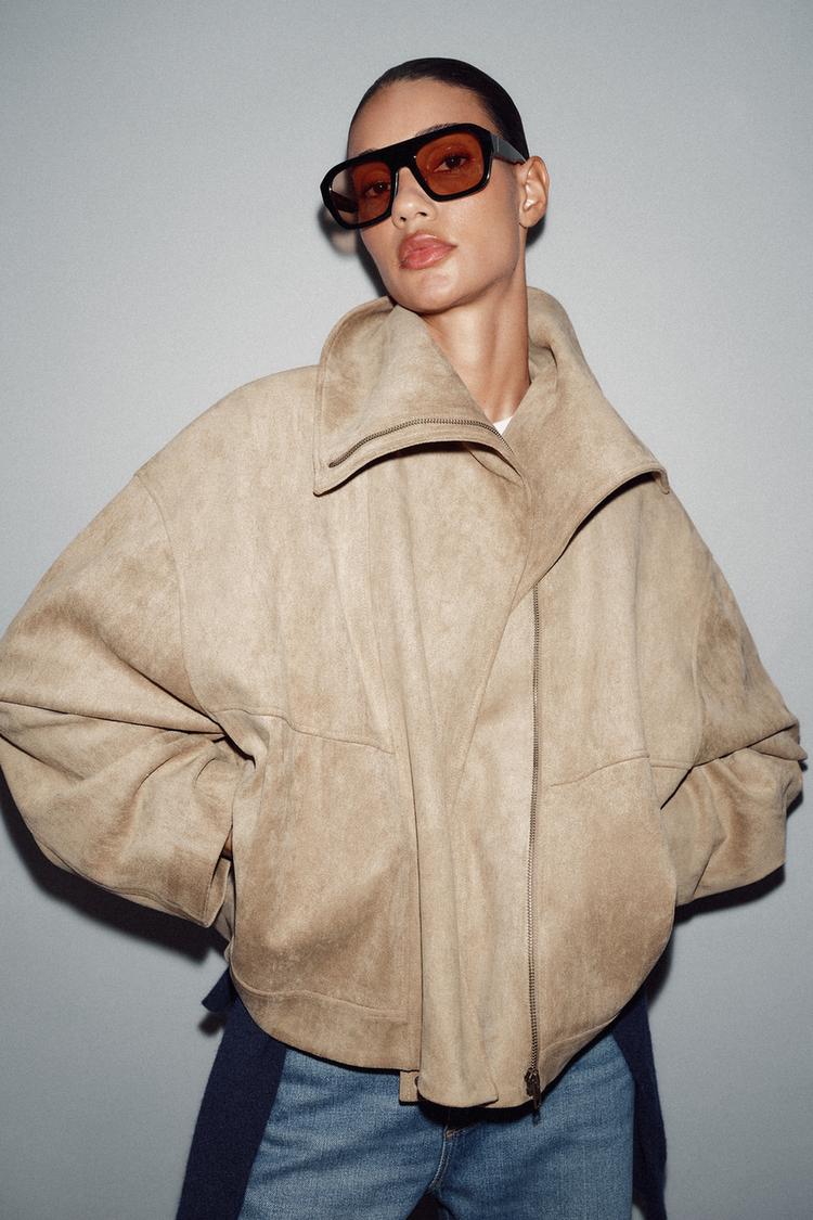 BOMBER JACKET WITH WIDE COLLAR